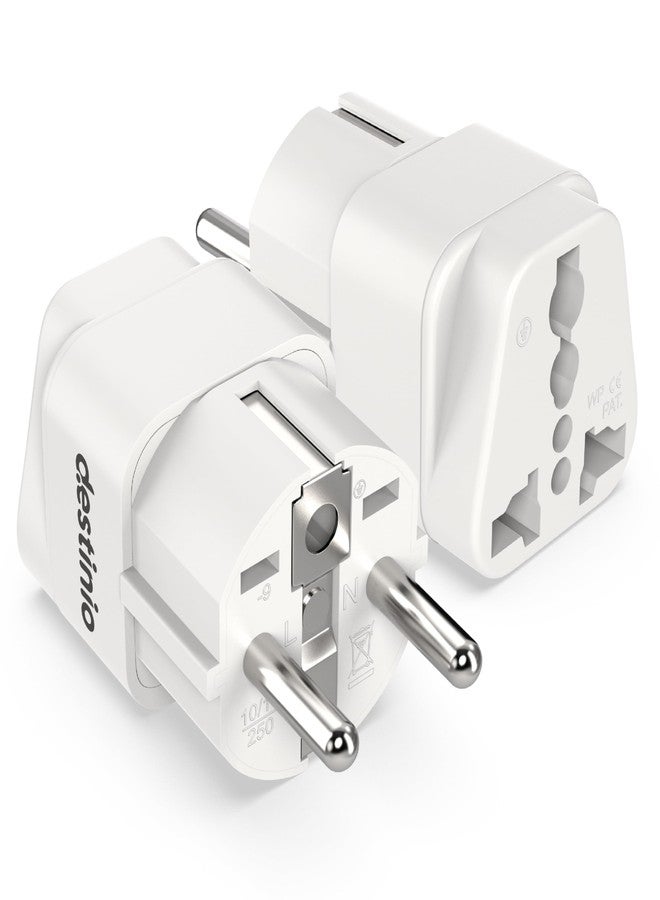 Destinio Europe Travel Adapter, India to Europe Plug Adapter - Germany, France Schuko Adapter, Type E/F European Plug Adapter for Laptops, Phones, Chargers - CE, ROHS (Pack of 2) - Image 1